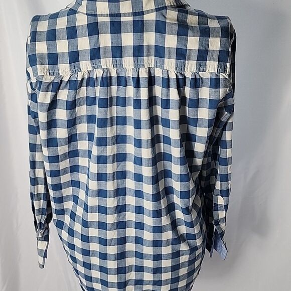 Madewell Linen Blend Blue & White Gingham Plaid Workshirt Size XS - Picture 5 of 5